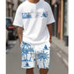 Heren T-shirt en Korte Broek Set met Grafische Print