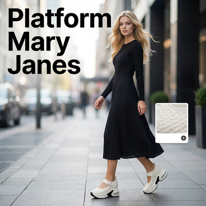 Ademende Geweven Mary Janes met Plateauzool