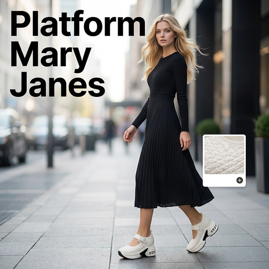 Ademende Geweven Mary Janes met Plateauzool