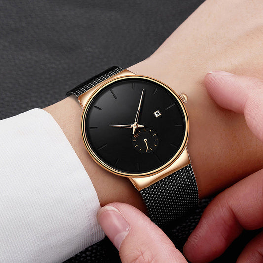 Minimalistische waterdichte quartzhorloge voor heren