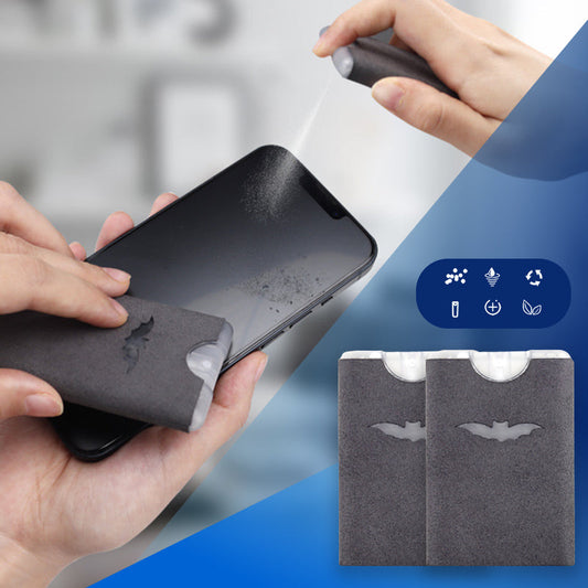 📱 2-in-1 Schermreiniger & Microvezeldoek: Spray & Veeg, Geen Resten, Draagbaar