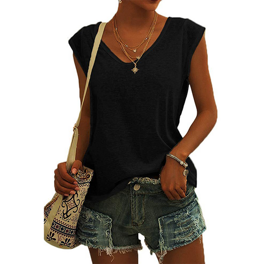 Casual dames tanktop met V-hals en losse pasvorm