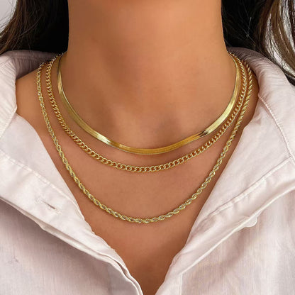 Dames Multi Ketting met Gevlochten en Slangschakels