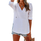 🌊ZOMER UITVERKOOP 50% KORTING 💖Dames Effen V-hals Lange Mouw Hoodie Top met Zak