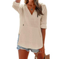 🌊ZOMER UITVERKOOP 50% KORTING 💖Dames Effen V-hals Lange Mouw Hoodie Top met Zak