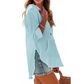 🌊ZOMER UITVERKOOP 50% KORTING 💖Dames Effen V-hals Lange Mouw Hoodie Top met Zak