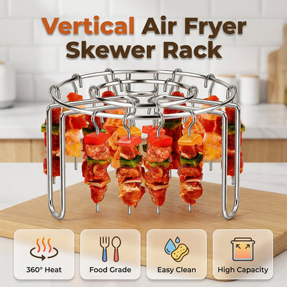 🥰 Perfect voor een familiebarbecue — veiliger, gezonder en zorgeloos genieten 🎁 RVS spiesenrek voor de airfryer