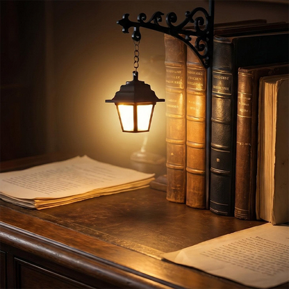 📚 Miniatuur Retro Straatlantaarn Boekensteunlamp – Sfeervolle Decoratie & Warm Licht ✨