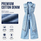 Dames Mouwloze Hoge Split Denim Vestjurk Longline Jeansjasje