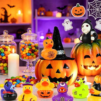 🦆 50% KORTING! 🎃 Halloween Badeend Speelgoed voor Kinderen – Zacht PVC – 6×5,5×5,5 cm – Schattig & Drijvend voor Bad & Feest