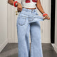 ⏳Tijdelijk Aanbod – Dames Asymmetrische Taille Wijde Pijp Jeans