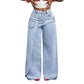⏳Tijdelijk Aanbod – Dames Asymmetrische Taille Wijde Pijp Jeans