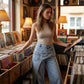 ⏳Tijdelijk Aanbod – Dames Asymmetrische Taille Wijde Pijp Jeans