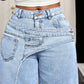 ⏳Tijdelijk Aanbod – Dames Asymmetrische Taille Wijde Pijp Jeans