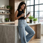 ⏳Tijdelijk Aanbod – Dames Asymmetrische Taille Wijde Pijp Jeans