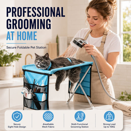🐾🛍️ -50% KORTING ! 🛏 2-in-1 Opvouwbare Verzorgingstafel & Dierenmand – Antislip Trimtafel & Zachte Rustplek – Ideaal voor Borstelen, Nagels Knippen & Ontspannen