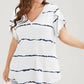 🏖️Zomerse Uitverkoop 50% KORTING🏝️👚Plus Size Gestreept Korte Mouwen V-hals T-shirt✨