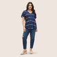 🏖️Zomerse Uitverkoop 50% KORTING🏝️👚Plus Size Gestreept Korte Mouwen V-hals T-shirt✨