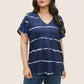 🏖️Zomerse Uitverkoop 50% KORTING🏝️👚Plus Size Gestreept Korte Mouwen V-hals T-shirt✨