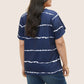 🏖️Zomerse Uitverkoop 50% KORTING🏝️👚Plus Size Gestreept Korte Mouwen V-hals T-shirt✨