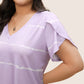 🏖️Zomerse Uitverkoop 50% KORTING🏝️👚Plus Size Gestreept Korte Mouwen V-hals T-shirt✨