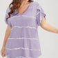 🏖️Zomerse Uitverkoop 50% KORTING🏝️👚Plus Size Gestreept Korte Mouwen V-hals T-shirt✨