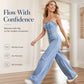 👗💙 Denim jumpsuit voor dames met spaghettibandjes en wijde pijpen – 50% KORTING! Een nonchalante stijl, het comfort van wijde pijpen, klassieke denim – je nieuwe favoriet voor warm weer. ☁️☀️