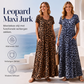 🐆 50% KORTING! 👗 Damesmaxi-jurk met luipaardprint en zakken, casual lange jurk met korte mouwen – Comfortabel