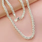 Elegante, zilverkleurige ketting met gevlochten tarwe-ketting