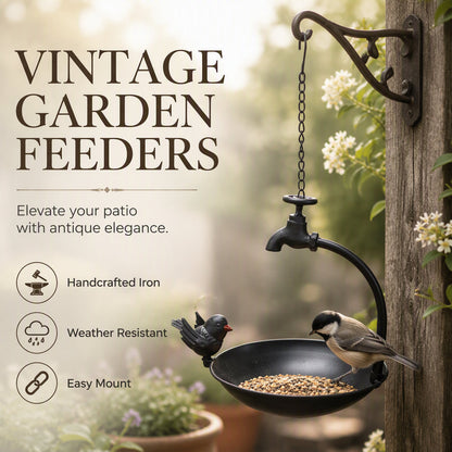 🐦 50% KORTING! 🌿 Vintage Hangende Vogelvoeder – Decoratieve Kraan, Weerbestendig & Stijlvol – Perfecte Voederplaats voor Uw Tuin 🏡