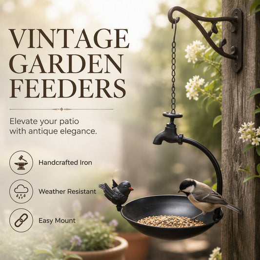 🐦 50% KORTING! 🌿 Vintage Hangende Vogelvoeder – Decoratieve Kraan, Weerbestendig & Stijlvol – Perfecte Voederplaats voor Uw Tuin 🏡