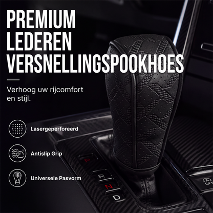 🚗 50% KORTING! 🧵 Versnellingspookhoes – Van geperforeerd PU-leer, met drielaagse bescherming & universele pasvorm – Stijl en comfort voor het interieur van je auto 🛡️