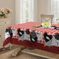 🏠 -50% ! 🐓 Tafelkleed Rode Ruiten met Haanmotief – Polyester – Vlekbestendig & Golvende Kantrand voor Rustieke Landelijke Sfeer 🧺