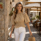 Dames Taillerende Polkadot Blouse