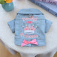 👗 Cute Princess Denim Dog Jacket – Stylish Adjustable Clothing for Small & Medium Dogs, Soft Washed Denim with Bow Accent 🐩✨