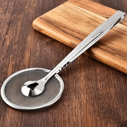 🎉 TIJDELIJK 50% KORTING! 🥢 2-in-1 Roestvrijstalen Voedseltang & Olie-Zeef – Fijn Gaas, Ergonomisch Handvat & Makkelijk Schoon ✨