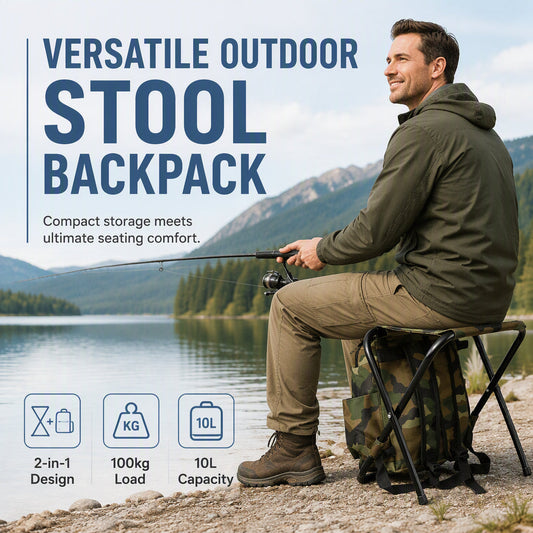 💥Tijdelijke korting!🔥Draagbare Vouwstoel Rugzak 2-in-1 Outdoor Kampeer Kruk