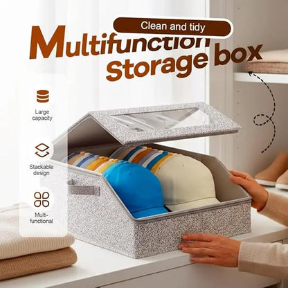 🧢 50% KORTING! ✨ Stapelbare opbergdoos voor petten en hoeden met doorzichtig venster aan de voorkant