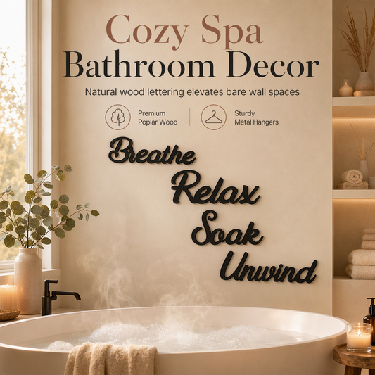 🎉 2026 Sale — Meer dan 13.000 verkocht!🛁 4-delige Boerderij Badkamer Wanddecoratie Set-3D Uitsnede Populierhouten Wandborden 🧱✨