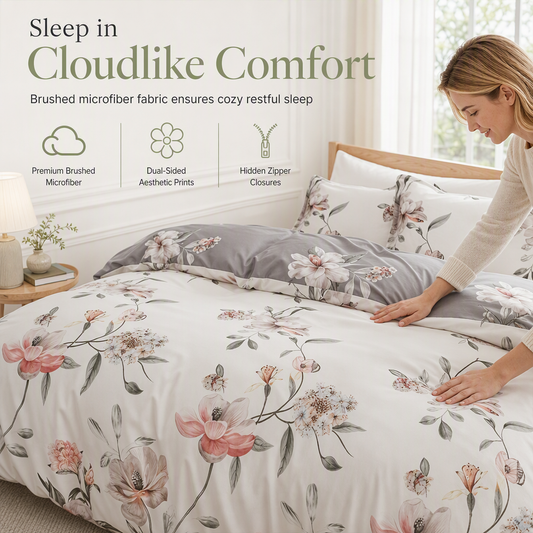 🌿 FLASH SALE: 50% KORTING! Geborstelde Gebloemde 4-Seizoenen Dekbedovertrekset – Ultra Zachte Microvezel & Hoekbandjes voor Rustige Nachten het Hele Jaar Door ✨