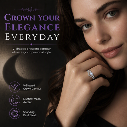 🌙Vintage gotische halve maan-maansteenring – mystieke elegantie voor elke dag 💍✨