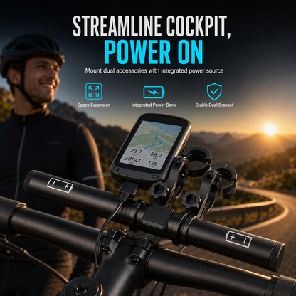 📢📢50% KORTING !! ⏰ Fietsstuur Verlenger – USB-voeding, Waterdicht & Dubbele Bevestiging – Meer Ruimte, Nettere Cockpit 🛡️