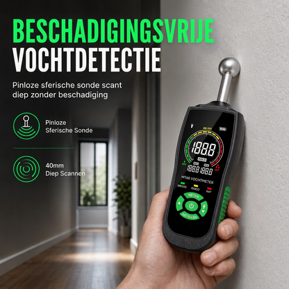 ⏳ 50% KORTING! ⏰ MT68 Pinloze Bolvormige Sensor Vochtmeter voor het Testen van Lekkages in Wandpleister, Stopverf, Metselwerk en Tegels