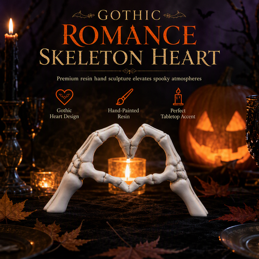 💀 50% KORTING! 🎃 Skelet beeldje – Hartgebaar & bureaudecoratie ✨