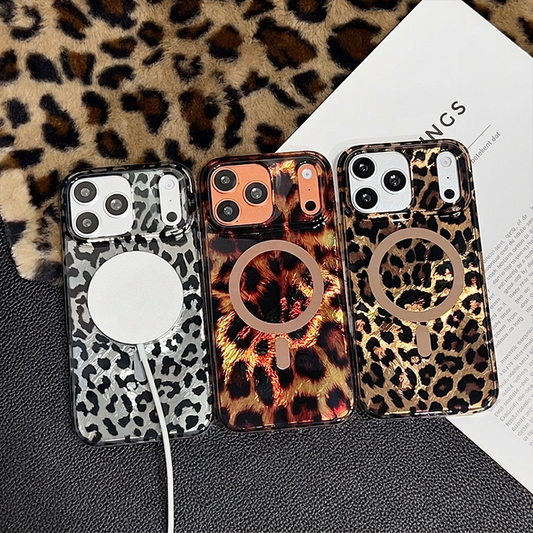 Magnetische telefoonhoes met luipaardprint