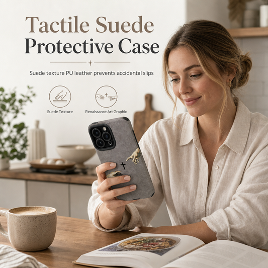 📱 TIJDELIJK 50% KORTING ✨ Suède Telefoonhoesje — Creatie van Adam Design, Veilige Grip & Nauwkeurige Camerabescherming