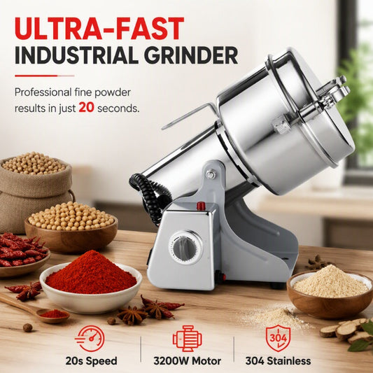 ⚡ Ultrasnelle, ultrafijne elektrische molen: systeem met meerdere messen, capaciteit 150-1000 g, roestvrij staal, voor kruiden en granen
