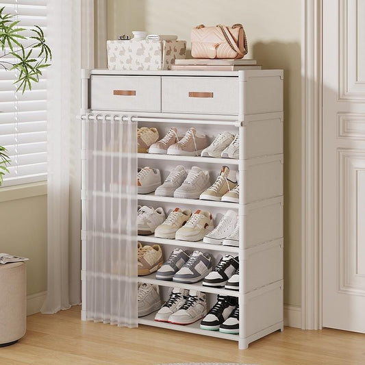 👟 Stofdicht schoenenrek: 360° bescherming, verwijderbare planken, dubbele laden en compact verticaal ontwerp
