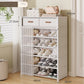 👟 Stofdicht schoenenrek: 360° bescherming, verwijderbare planken, dubbele laden en compact verticaal ontwerp