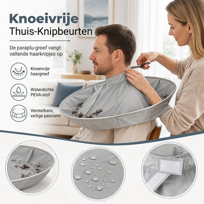 Ademende kapperscape voor volwassenen, grijs, medium formaat en geurloze salonjurk voor het verven van haar